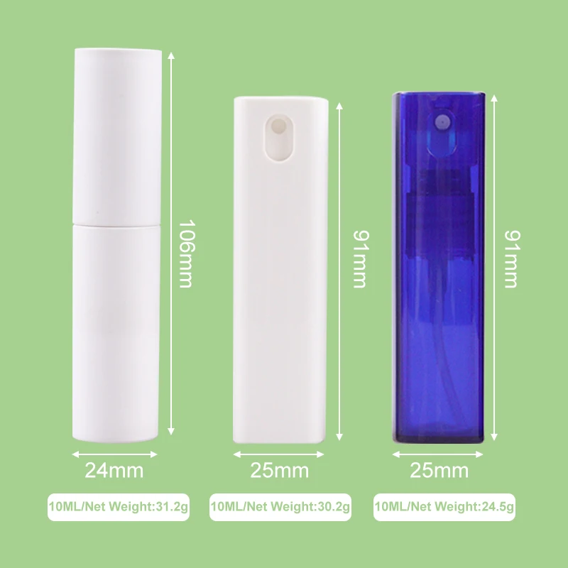 10ML Plastic Glass Small Slim PET Perfume Alcohol Liquid Pocket Airless Fine Mist Spray Bottles Keychain Sprayer Bottle Set