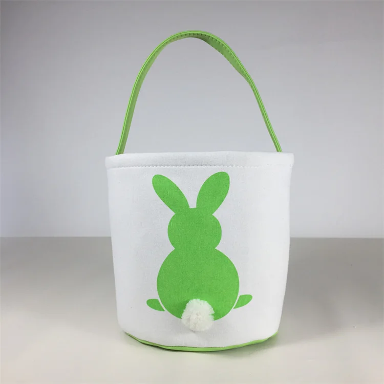 Hot Selling Monogram Personalized Easter Bunny Basket Big Capacity Canvas Blank Tote for Egg Hunts Supplies