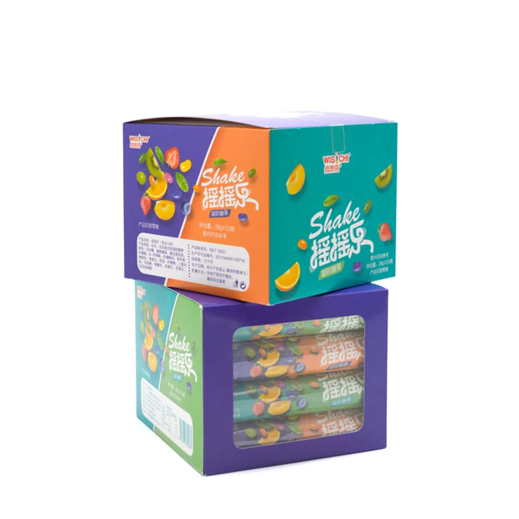 28g Factory direct selling fruity flavour jelly bean paper tube packed soft candy mini jelly bean