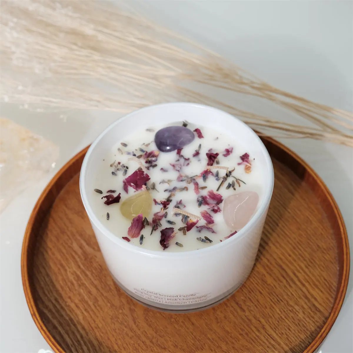Wholesale Factory Soy Wax Homemade Making eco  Crystal Dry Flowers Crystal Stone Scented Candle