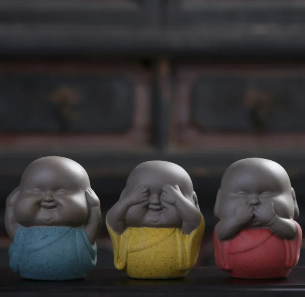 Chinese Pottery ornaments furnishing articles fat clay accessories ceramic little novice monk tea pet young laughing buddha b