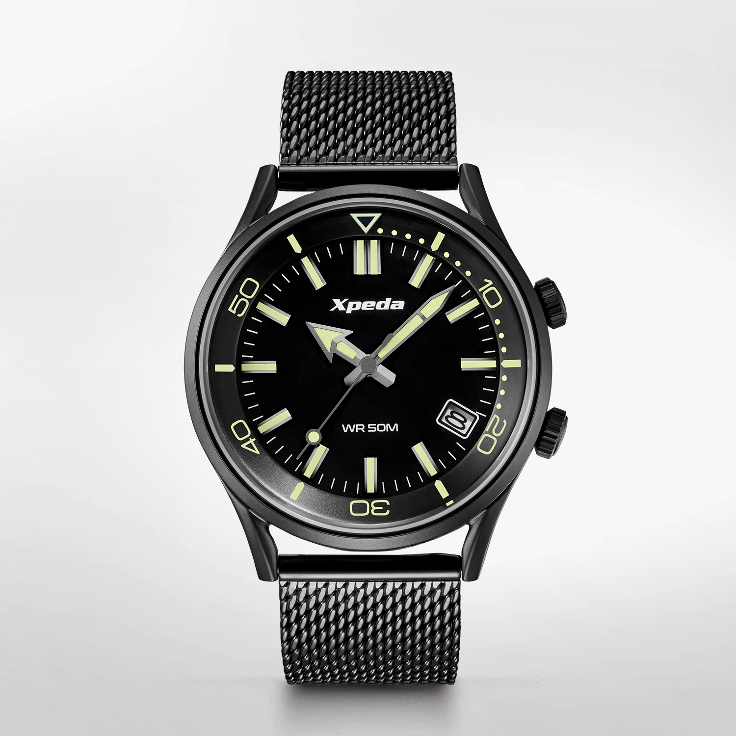 TIMEBOX TC805C2 trade hot selling luminous black stainless steel watch for men wristwatch