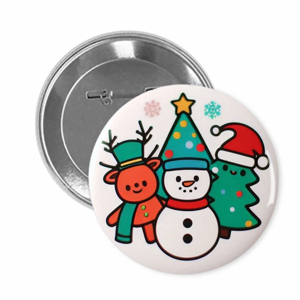 Supplier Wholesale Lapel Pin Style Custom Logo Button Tin Christmas Diy Button Badge Press