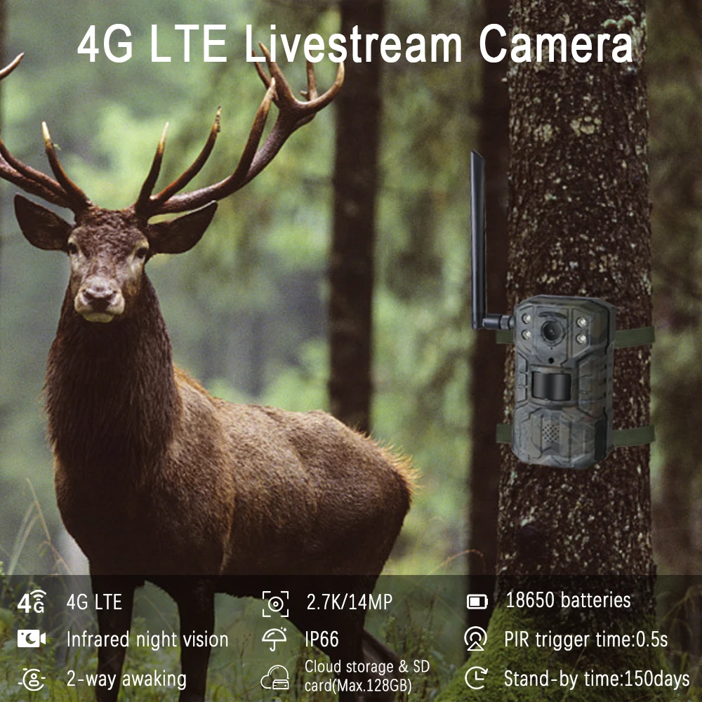SIM Card Outdoor 18650 Battery Hunting Camera LTE Infrared Night Vision Trail Camera SMS MMS CCTV 4G Deer Camera Drone Hunting