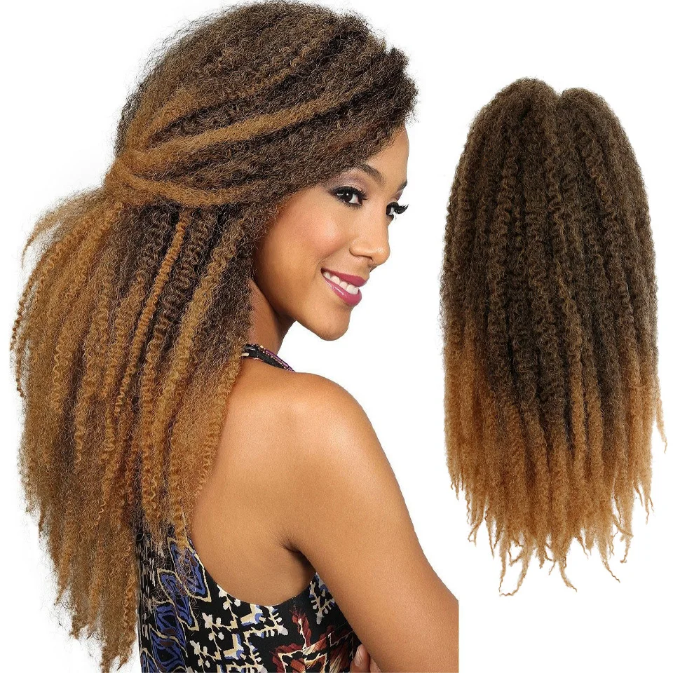 Vigorous Jumbo Crochet Braids Hair Ombre Afro Kinki Soft Synthetic Marley Braiding Hair Crochet Hair Extensions Bulk