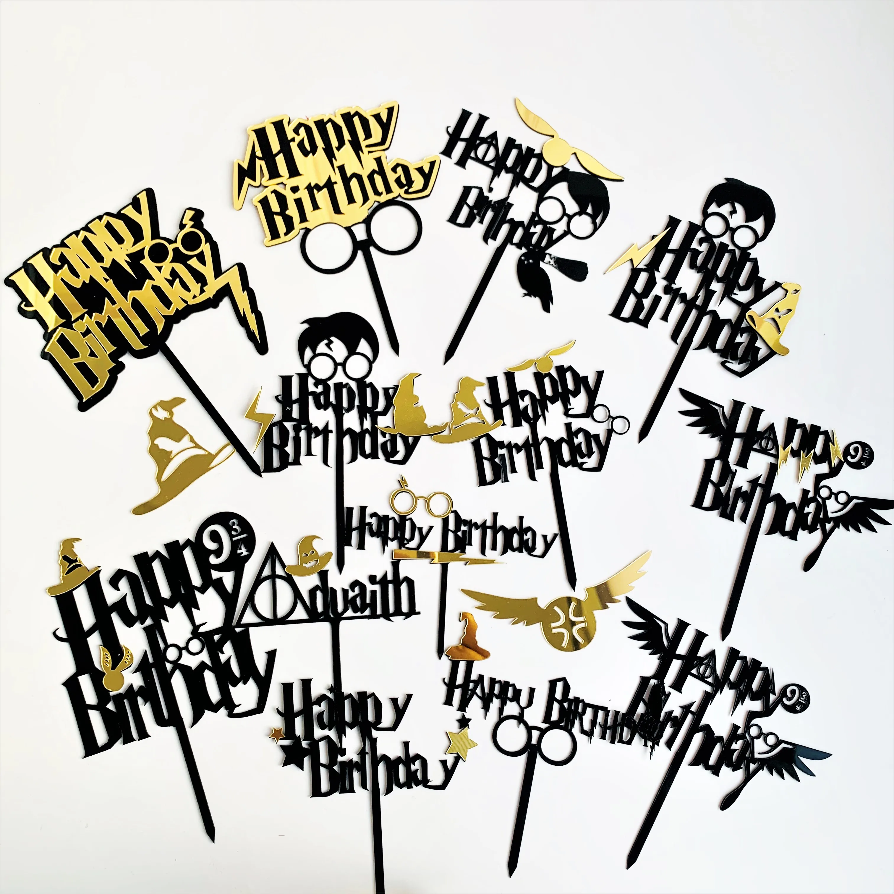 
2020 New Harry Potter wings cake topper acrylic cake topper happy birthday cake topper Party decoration 