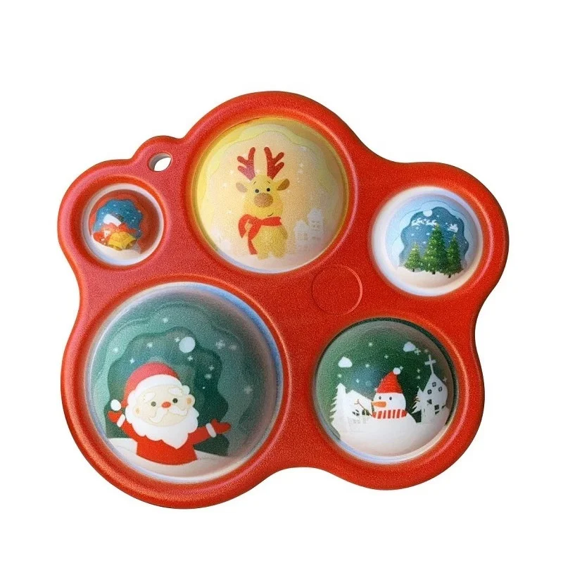 Christmas Series Present Fidget Sensory Toy 5 Fingers Cat Paw Dimple Bubble Board For Kids
