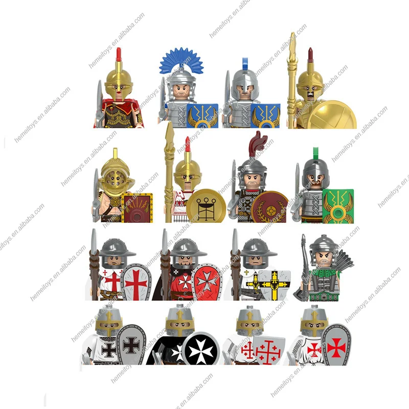 Medieval Knights Rome Commander Soldier Teutonic Knight  Mini Building Blocks Action Figures Kids Educational Toys X0320 X0316