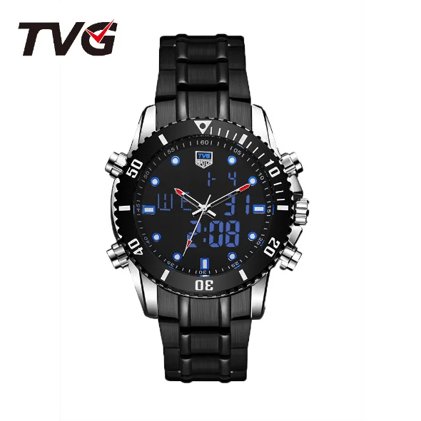Tvg Электронный двойной механизм многофункциональный деловой ночной Светильник Piaoma спортивные мужские цифровые часы
