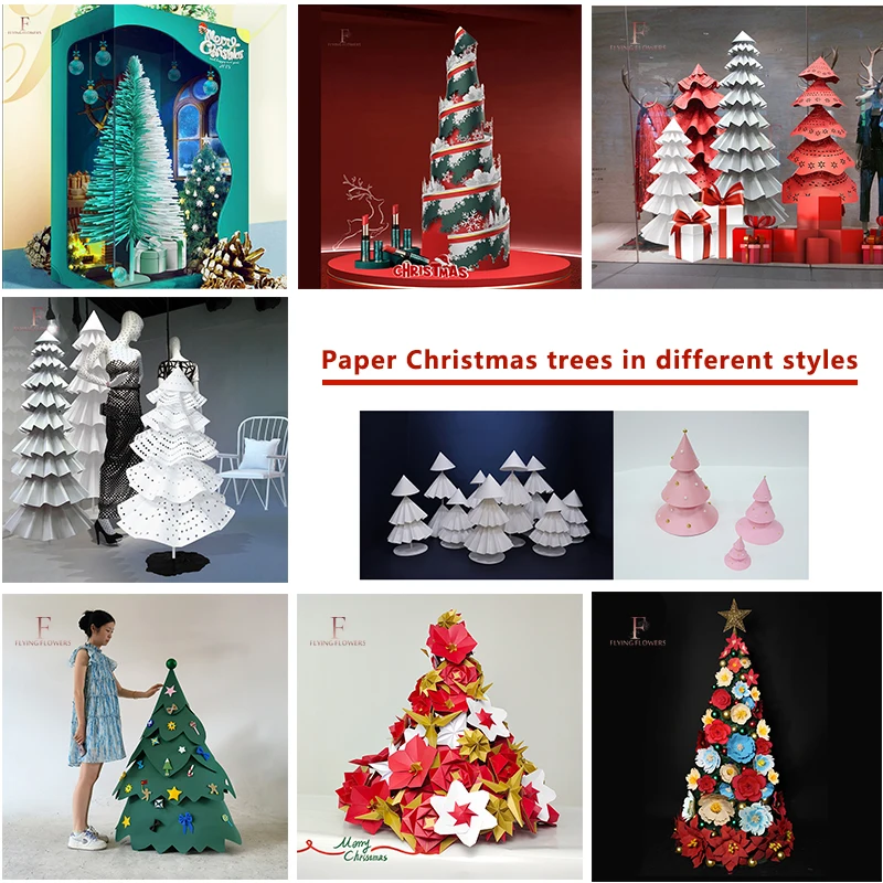 Large artificial handmade art paper Christmas tree suitable for Christmas shop window decoration and home decoration