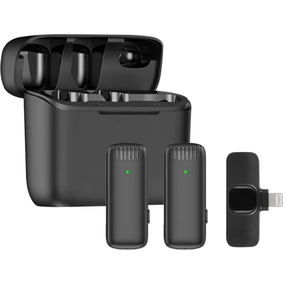 2 Pack Wireless Lavalier Microphone for iPhone iPad with Charging Case, Intelligent Noise Reduction for Video Recording Vlogging