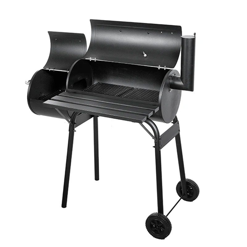 Offset Barbecue Smokers Heavy Duty Camping Trolley Grill Charcoal Outdoor Garden Patio Premium BBQ Smoker Oven