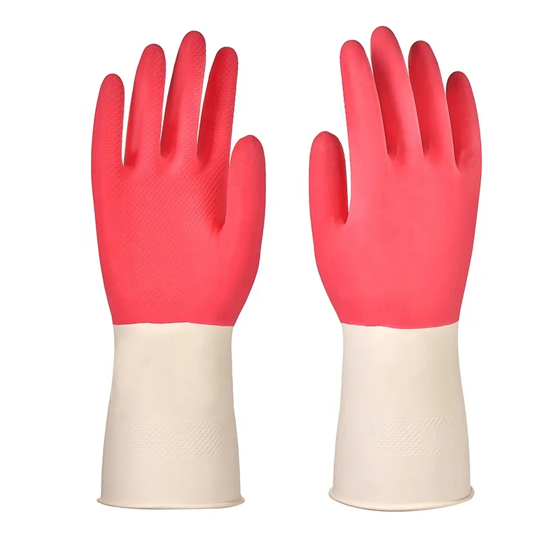 50G Bi color cheap household latex gloves double color latex gloves