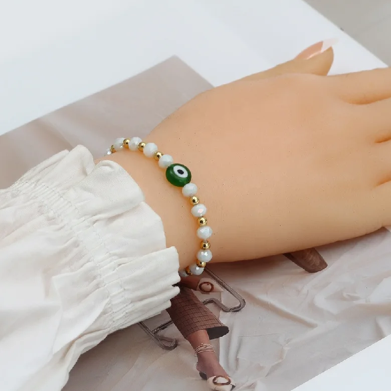 Boho Fashion Jewelry Women brass Gold Plated Beaded Bracelets Beach Colorful Turkish Eye Charm Bracelets Stackable Wholesale