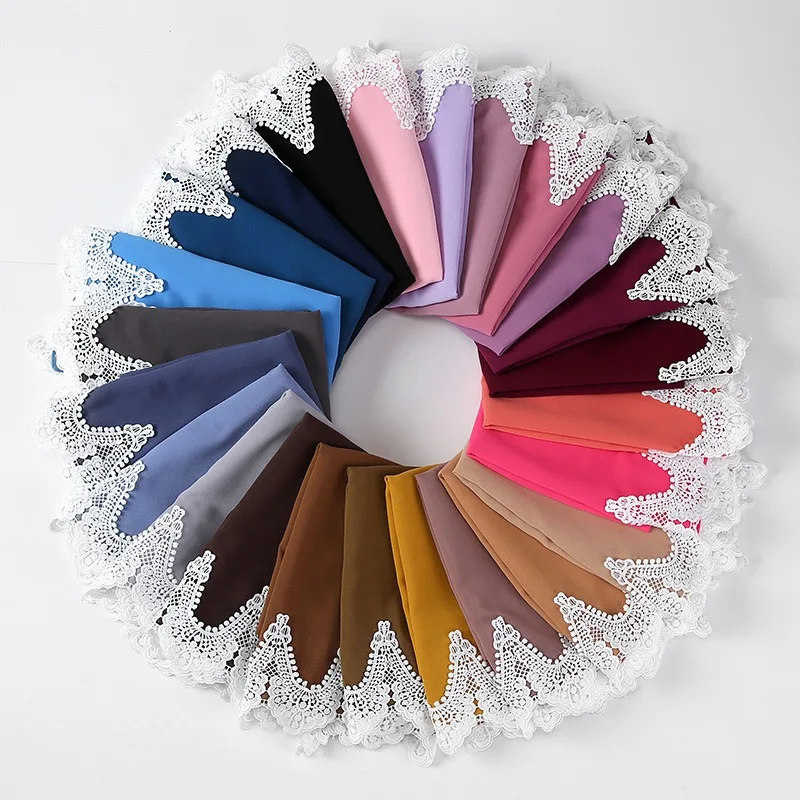 
2021 new ladies luxury pearl chiffon hanging white lace headscarf fashion necklace ladies lace shawl scarf 