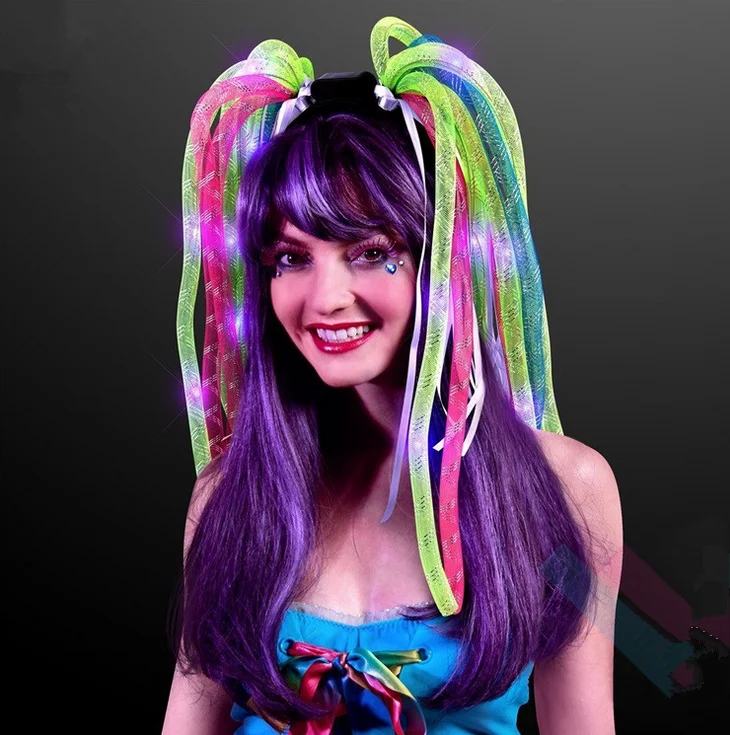 Findtoys led noodle headband glow in the dark hairhoop for Mardi Gras party supply