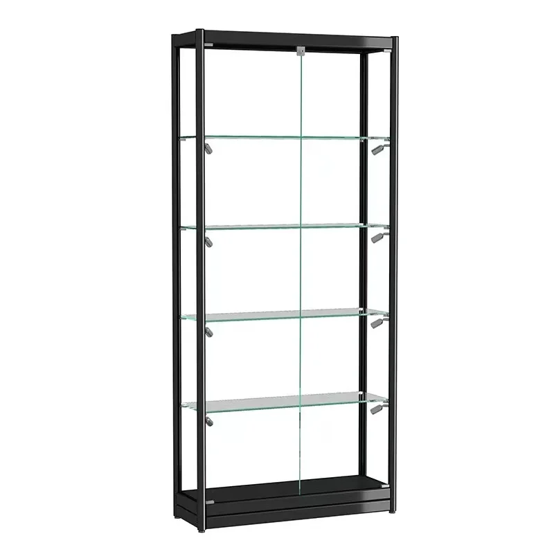 Retail Shop Floor Standing 6ft Glass Counter Grocery Store Display Cabinet Smoke Showcase with Shelves and Light