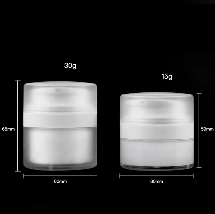 15ml 30ml plastic pump container frosted surface airless cosmetic cream jar