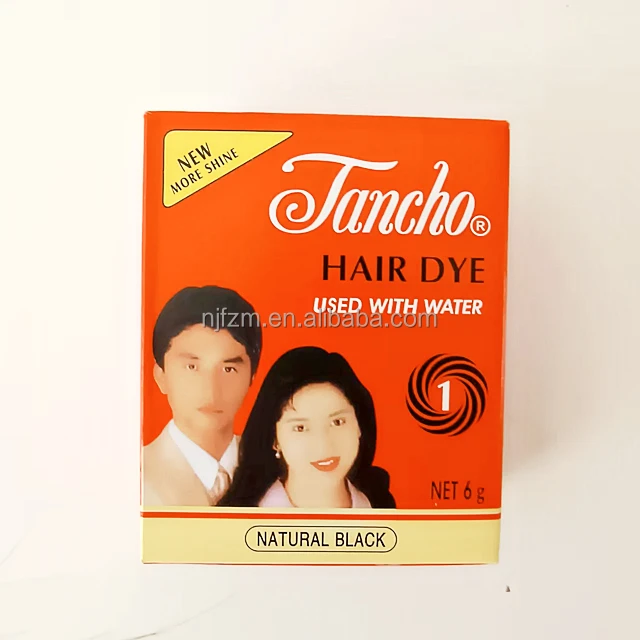 Tancho hair dye black permanent henna powder used with water  6g on sale