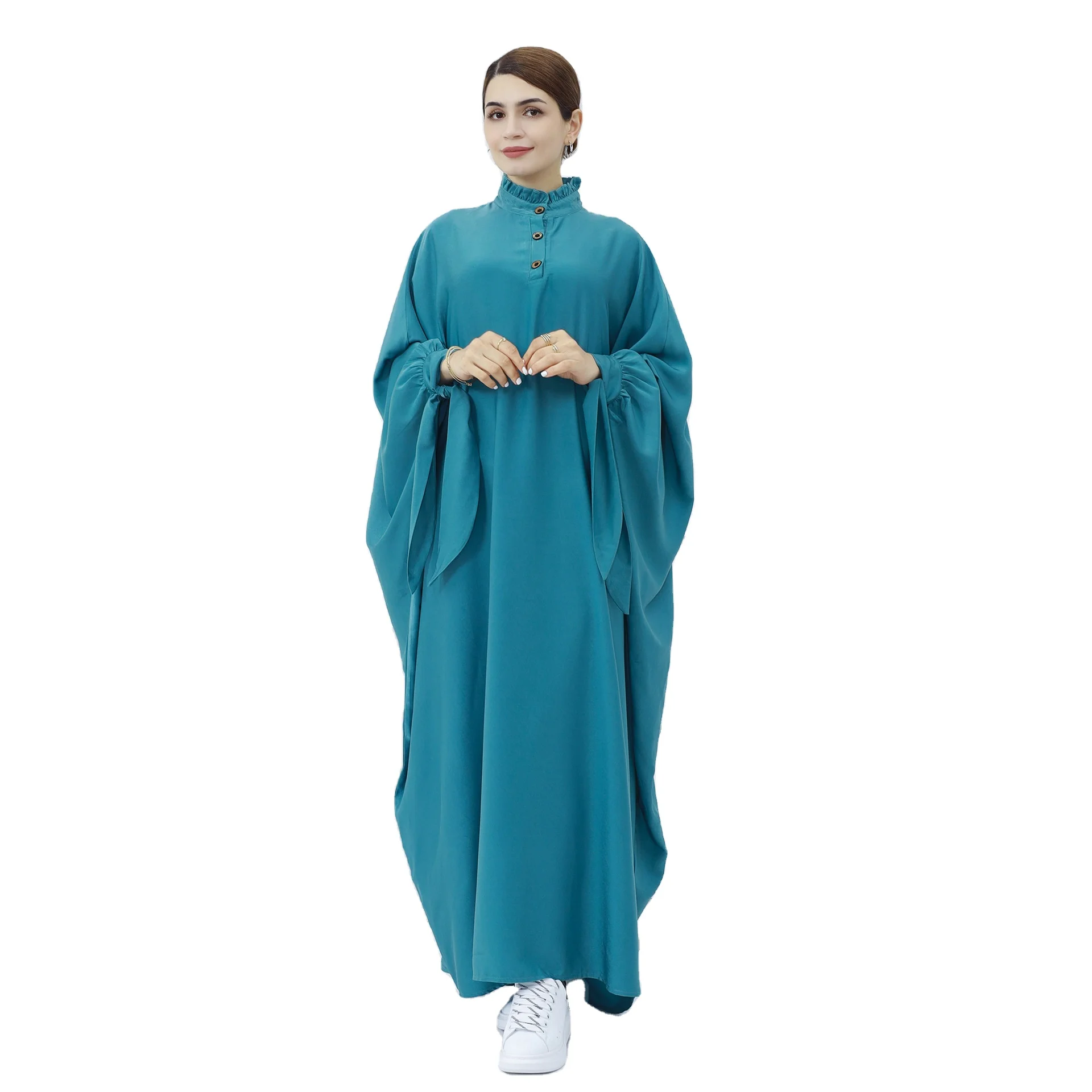 High quality ramadan solid color Islamic clothing dubai women muslim dress