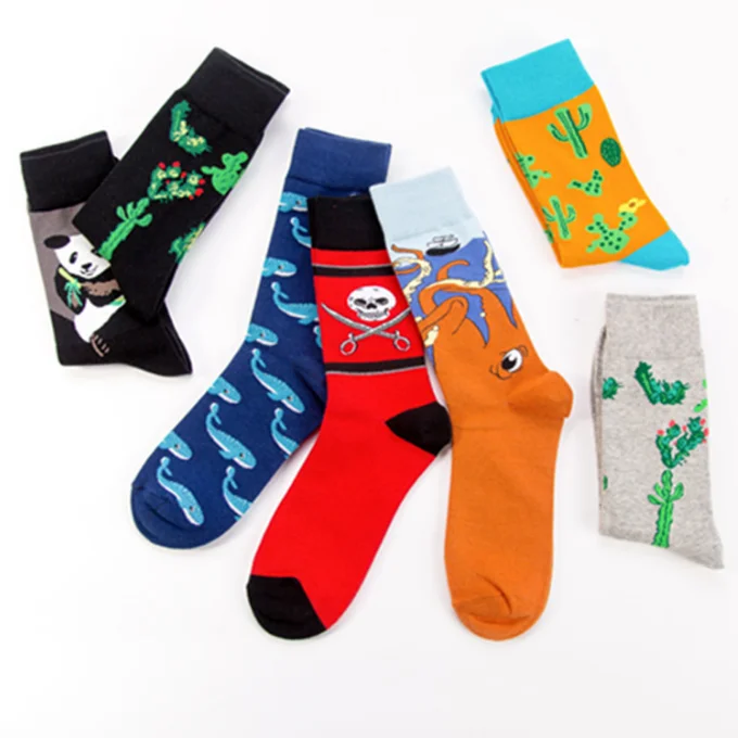 Custom Fashion Colorful Socks Logo Cotton Funny Tube Crew Cactus Jack Men Socks