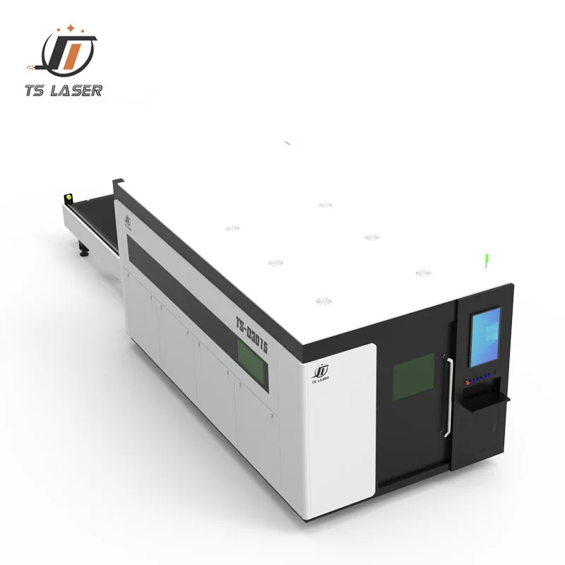 High power closed fiber laser cutting machine steel plate cutting automatic loading and unloading 3000w 6000w 12000w