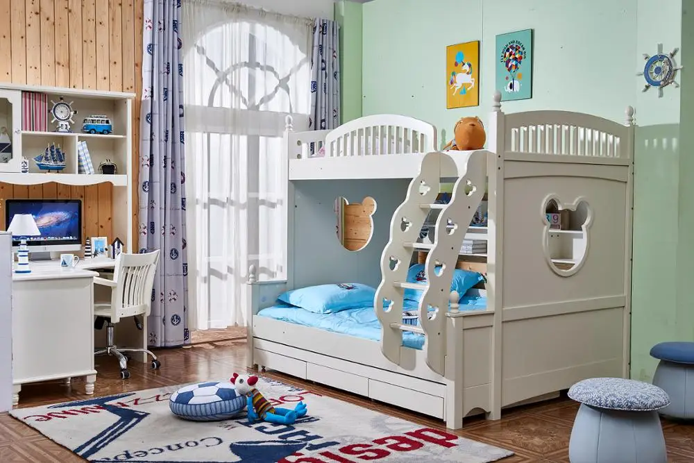 Современная детская деревянная трехъярусная кровать для детей