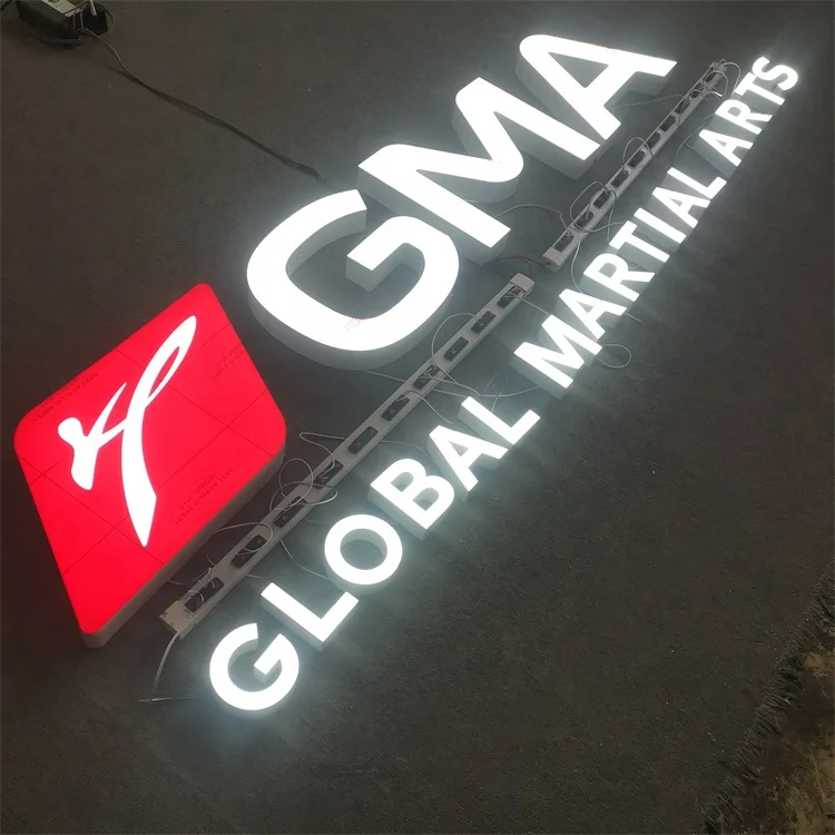 outdoor wall store front advertising 3d business signage shop logo acrylic channel letters illuminated led