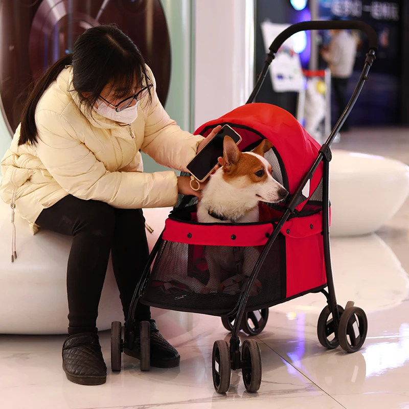 Hot Sale Outdoor Foldable Dog Trolley Detachable Travel Large Luxury 4 Wheels Pet Stroller
