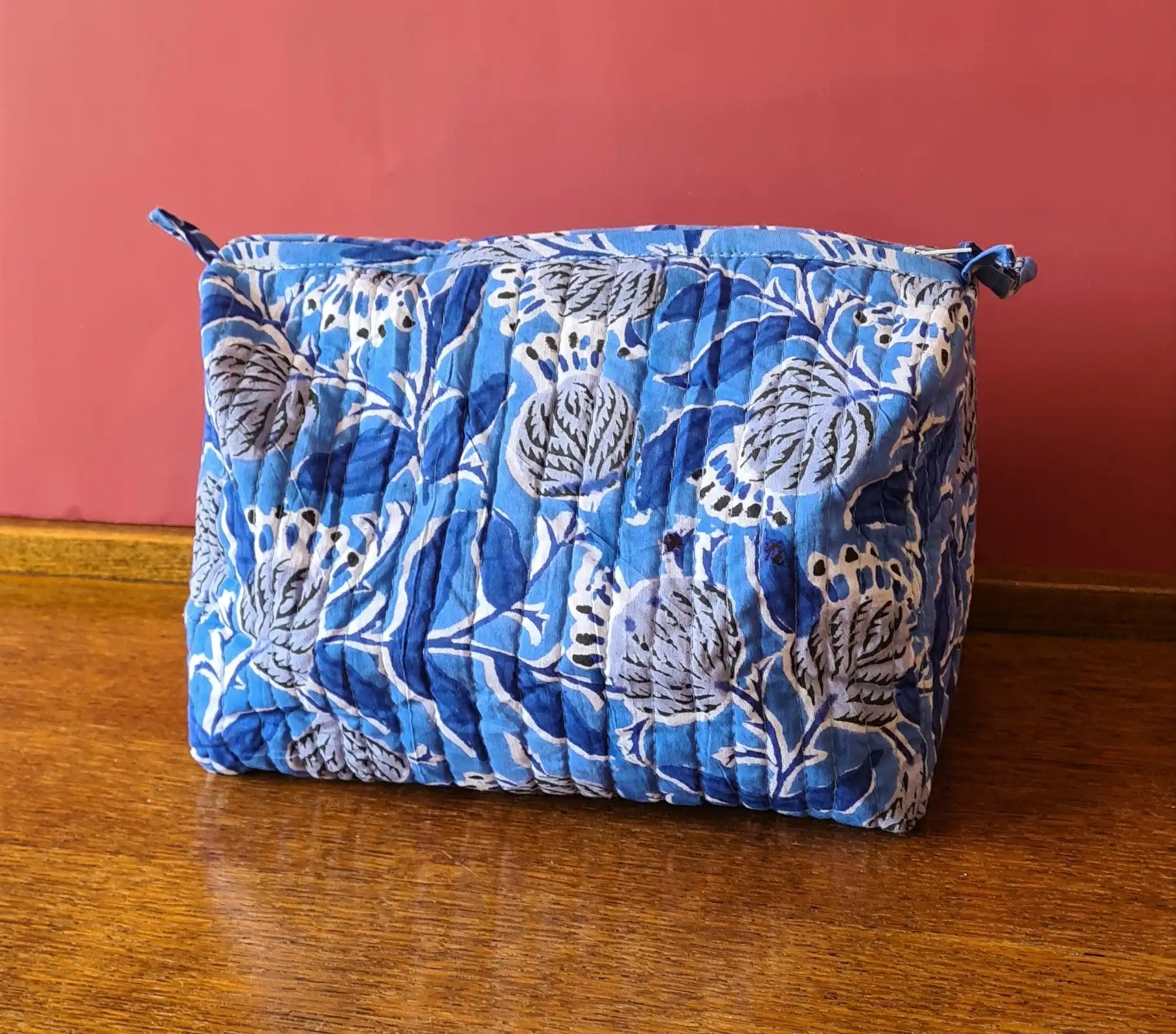 Custom Quilted Cotton Cosmetic bag Floral Printing pattern Cosmetic bags Travel Storage Portable Beauty Makeup bags