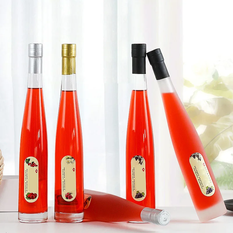 Exquisite Conical Clear Glass Wine Bottle Frosted Glass Thick Bottom Non-slip Beverage Bottle Home-brewed Wine White Wine Bottle