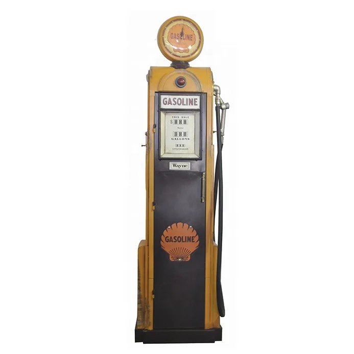 
Customized 1.2/1.5/1.8M Large Size Handmade Shop Bar Decorative Storage Vintage Metal Crafts Gas Pump With Clock Home Decor 