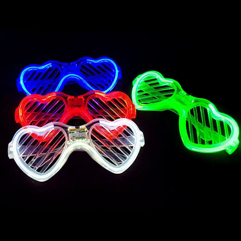High Quality Wholesale Party Supplies Heart Shape Led Glowing Luminous Glasses With 3 Light Modes