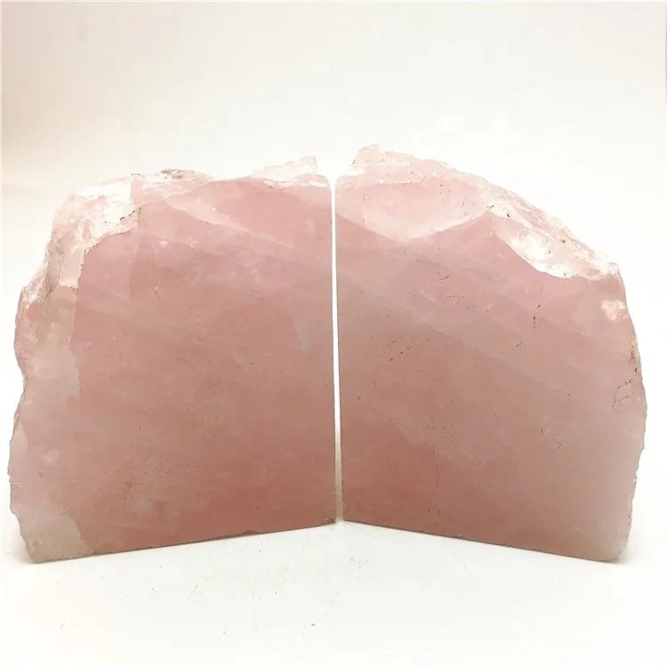 High Quality Natural Rose Quartz Bookend Stone Bookend For Desk Decoration