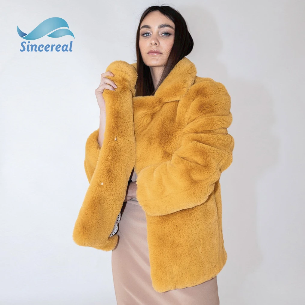 Winter Plus Size Coats Mink Fur Cuff Coat soft Woman Long sleeve solid faux fur mink coat