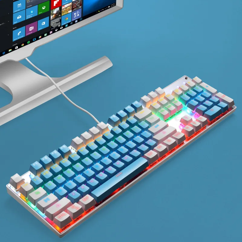  Механическая игровая клавиатура RGB Радужная баллон светодиодной подсветкой проводная с красные переключатели для Windows консоль