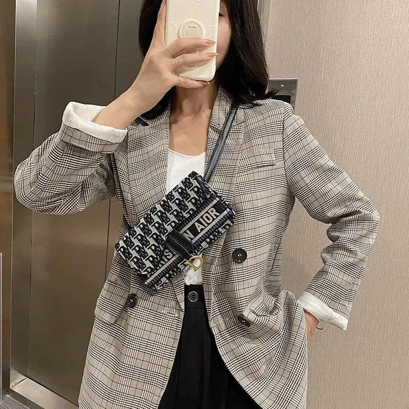 Luxury Oblique Printed Canvas Saddle waist bag fanny pack for women Chain Shoulder Messenger Bag Clutch 3-in-1