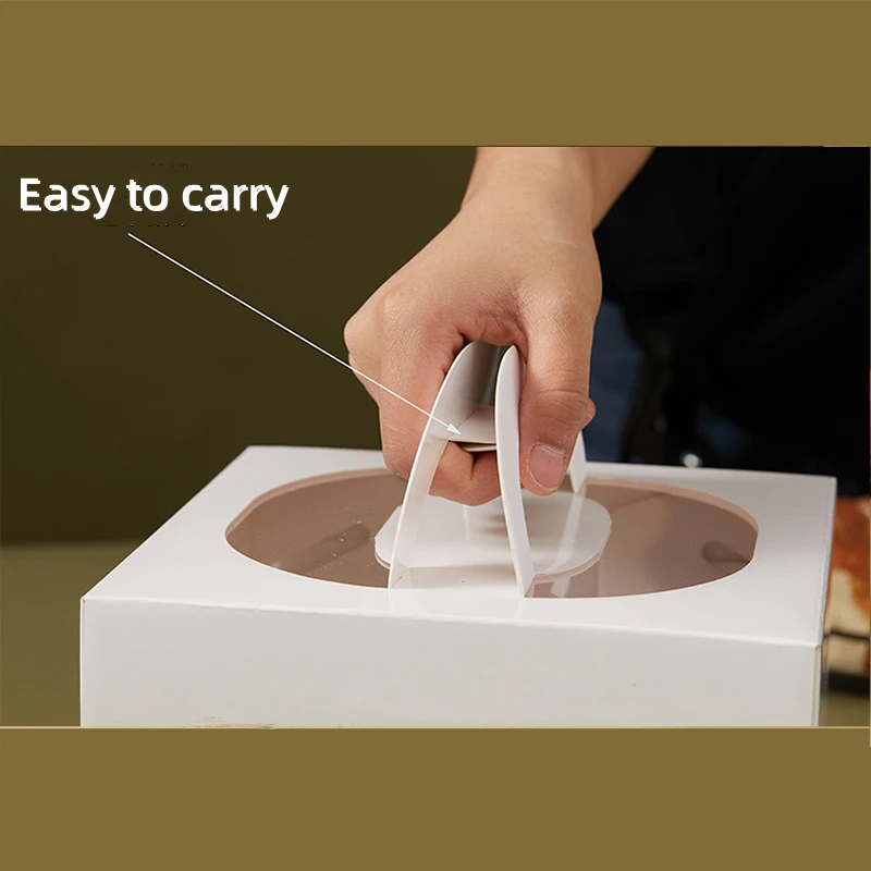 Hot Sale colour cake packaging boxes Printed LOGO Eco Friendly birthday gift paper Cake Box with handle paper box custom