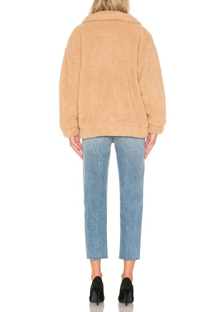 Winter heavy thick jacket women fleece warm coat fashion cool ladies windproof faux fur jacket