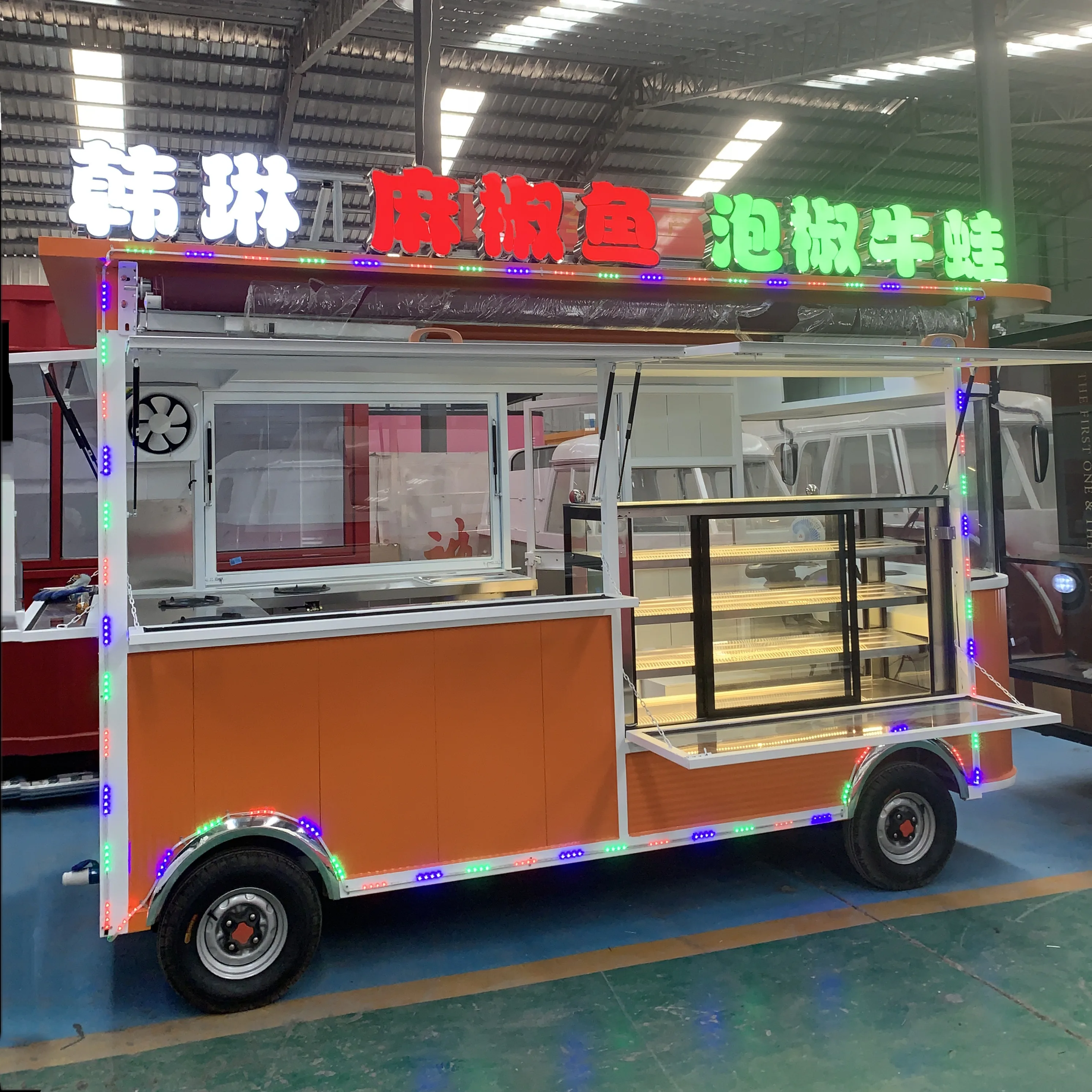 Factory outlet hot selling electric mobile fast food snack beverage drink coffee milk tea hot dog catering van truck kiosk cart