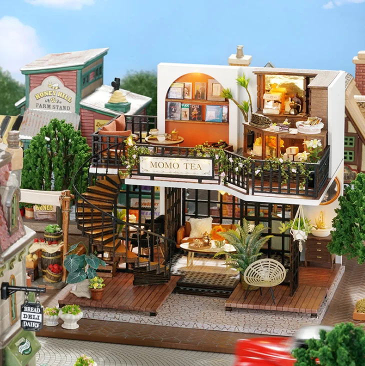 Kids doll house The newest handmade diy cabin house makes architectural models and assembles girl toy Forest doll houses