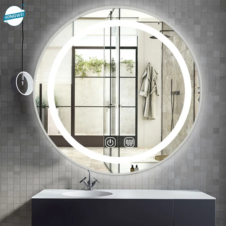 Rectangle Wall Mount Mirror Touch Screen Led Backlight Smart Bathroom Wall Mirror With Light