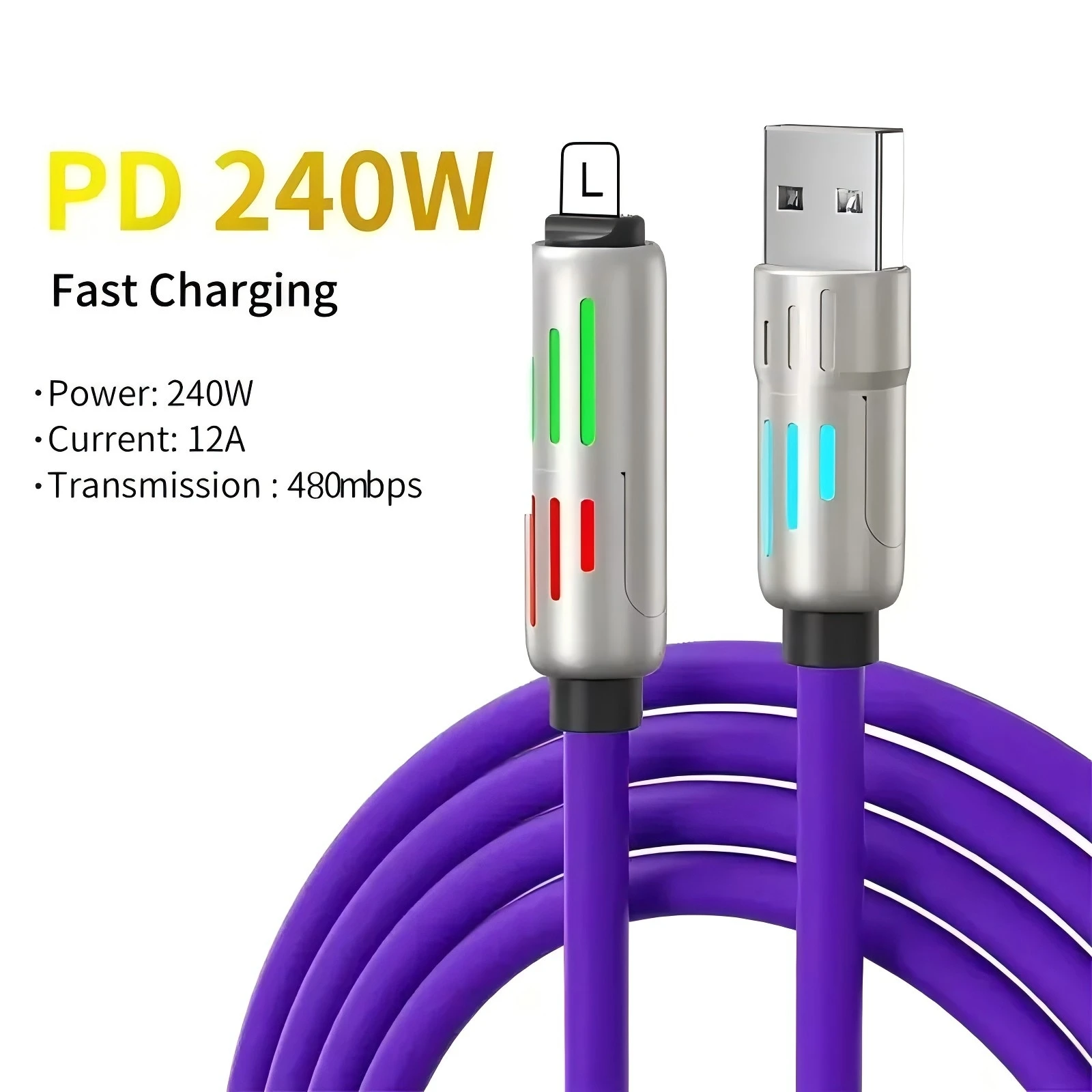 USB-C 240W To Type-C Fast Charging Phone Cable Data Charge For cellphone