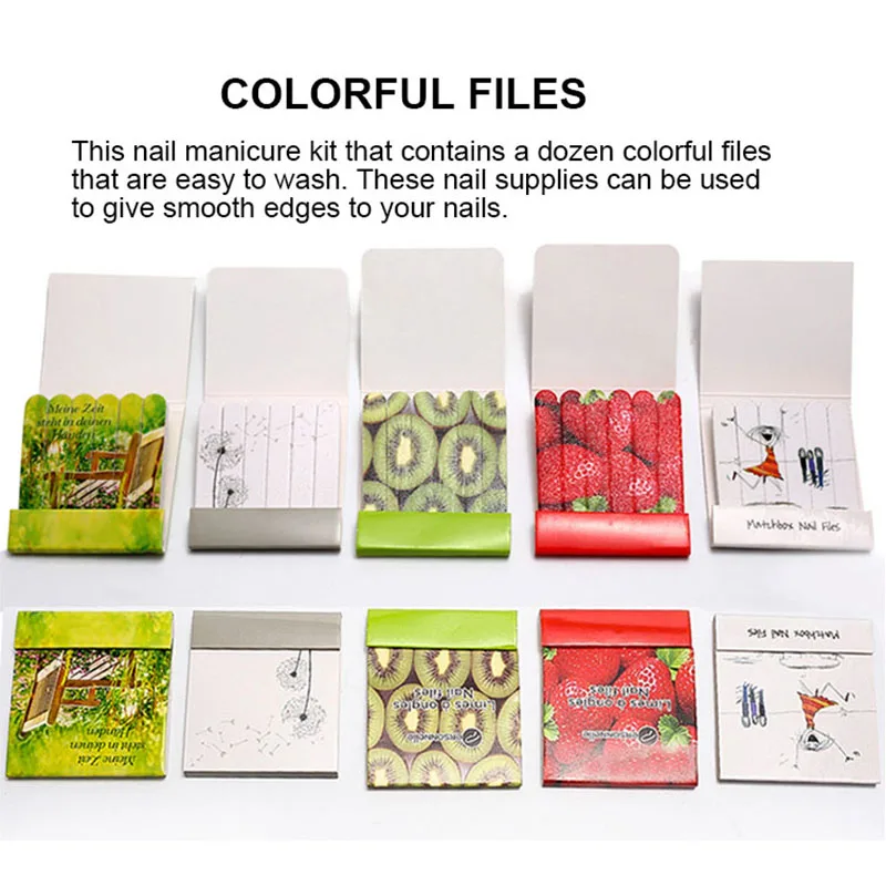 Wholesale customized hat box mini nail file emery boards matchbook display colorful printed sponge file