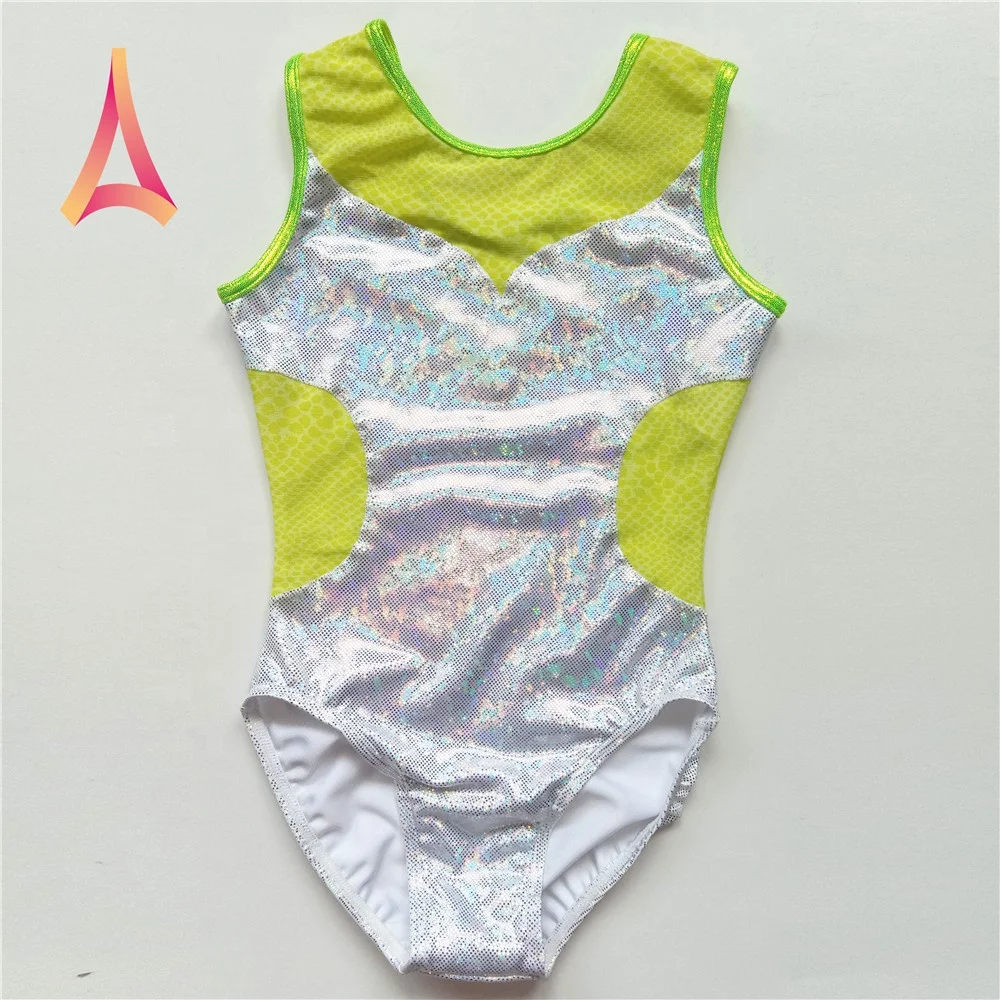 Mesh-paneled Shiny White Gymnastics Leotard Training Wear Gymnastics Leotards