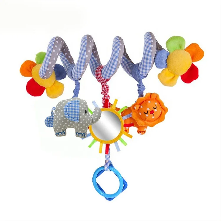 
S014B Blue lion Musical Activity Spiral Stuffed plush Animal Baby Car toy 