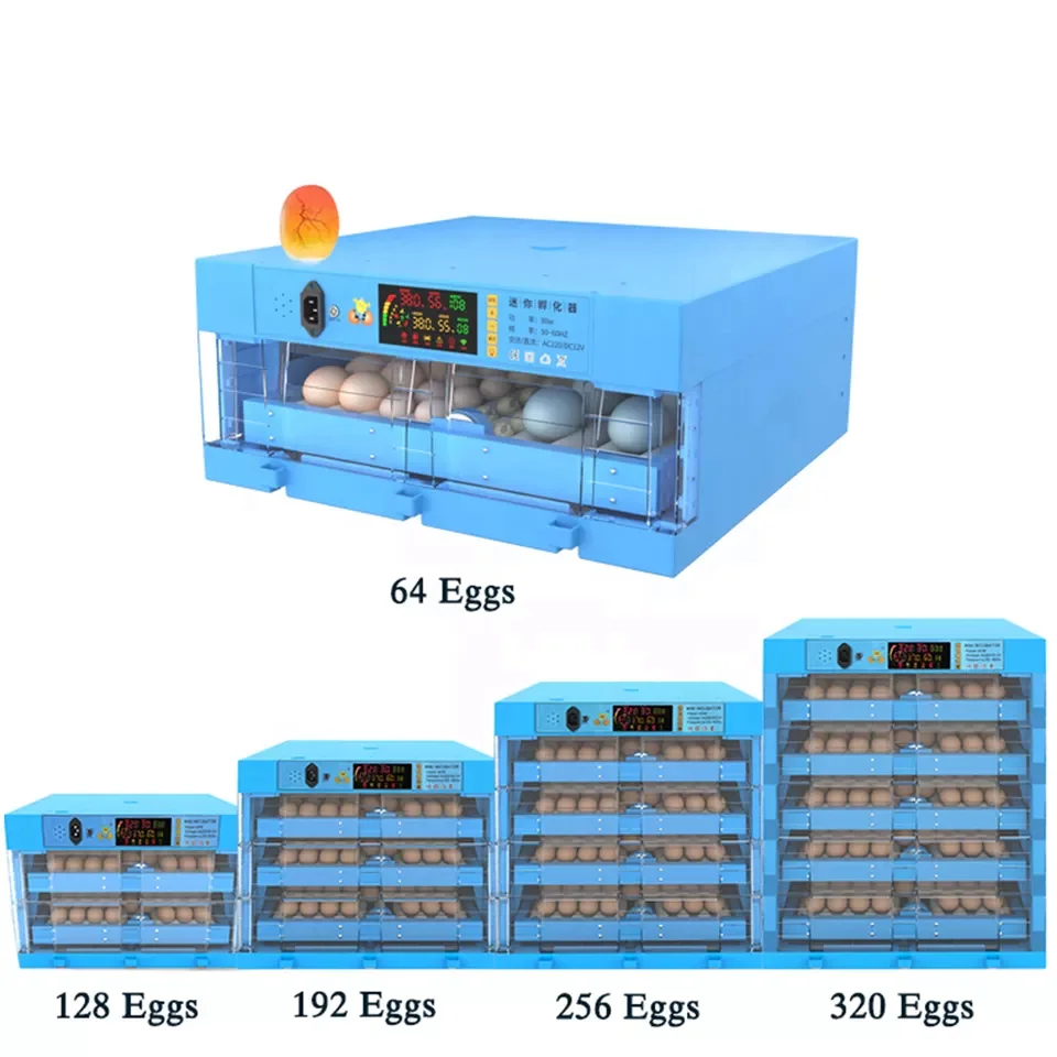 64-320eggs fully automatic  dual power 12V mini incubator