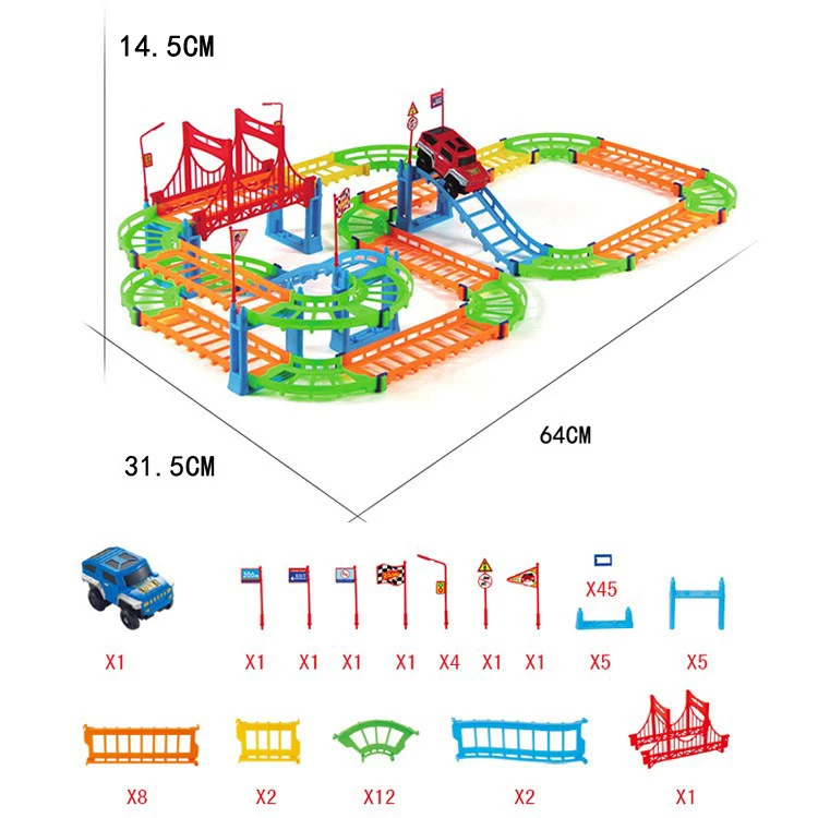 Fivestar DIY Assembled Race Slot Car Electronic Toy Railway Track Racing Children Toys Plastic Color Box
