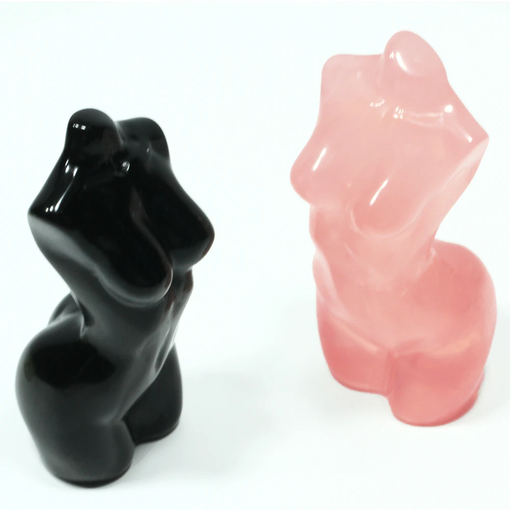 Оптовая продажа, Высококачественная исцеляющая фигурка из кристаллов, резьба в виде богини, женское тело из розового кварца для украшения дома