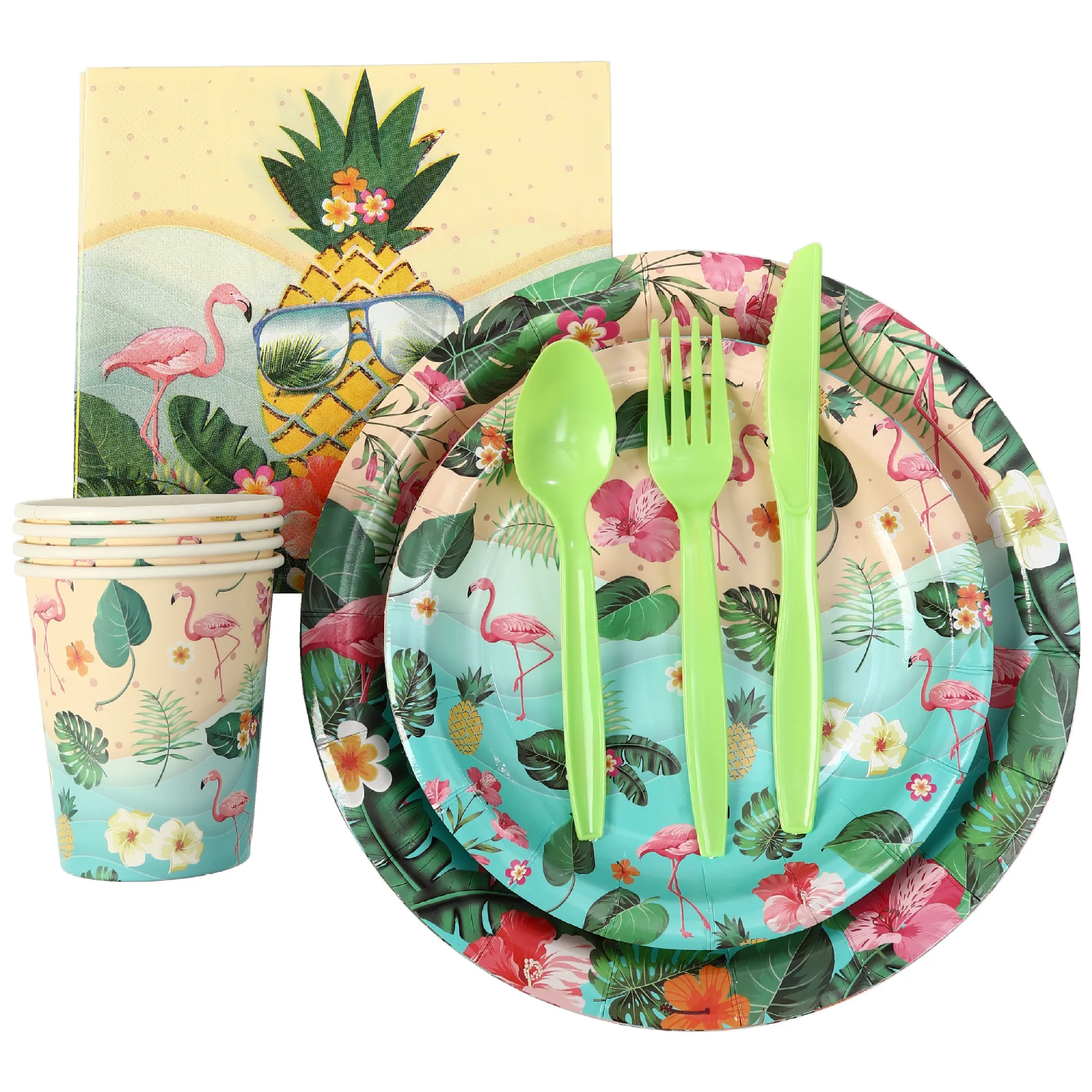 Hawaii Luau Party Decorations Disposable Dinnerware Set Tropical Aloha Birthday Supplies Tableware Hawaiian Style